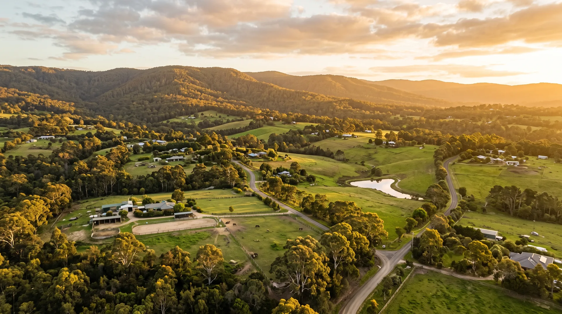 Aerial view over Narre Warren North and surrounding bushland